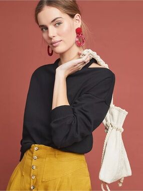 Anthropologie MAEVE Open Shoulder French Terry Sweatshirt Size M